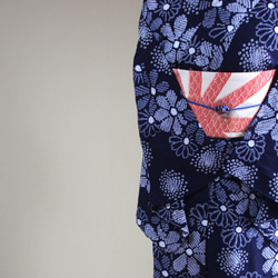◇現代 有松鳴海絞　浴衣◇【濃紺】計算された小菊の配置が美しい　モアトール袖長め裄72ｃｍ　木綿浴衣　 15枚目の画像