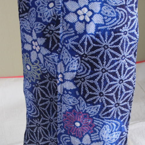 有松絞り　浴衣　トールサイズ　三浦絞り　ぼかし　水色　青紺　有松鳴海絞り 26c07fc2554866f412937c3f663bc7