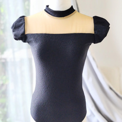 Ｓ～Ｍサイズ／黒鳥オディールをイメージした漆黒の長袖レースベロアバレエレオタード S～Mサイズ／黒鳥オディールをイメージした漆黒の長袖レースベロア