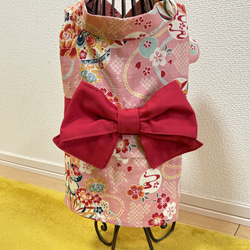 ★新作★完成品☆犬服☆ 女の子用着物 Sサイズ ピンクグラデーション桜吹雪 ☆新作犬服⭐︎犬用着物 女の子用 ピンクグラデーション 桜吹雪