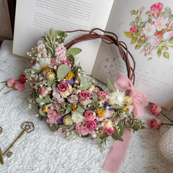 ラズベリーの様な木の実のリース 千日紅 ドライフラワーリース 16cm