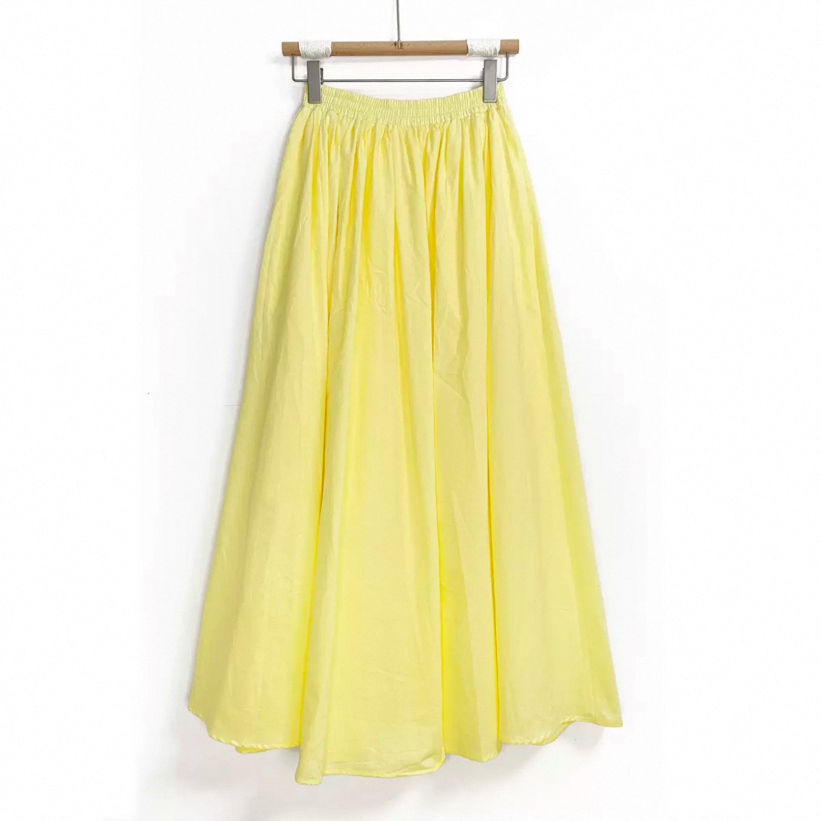 春夏スカート（イエロー）綿麻スカート 大人カジュアルスカート ロングスカート レディーススカート 春夏秋