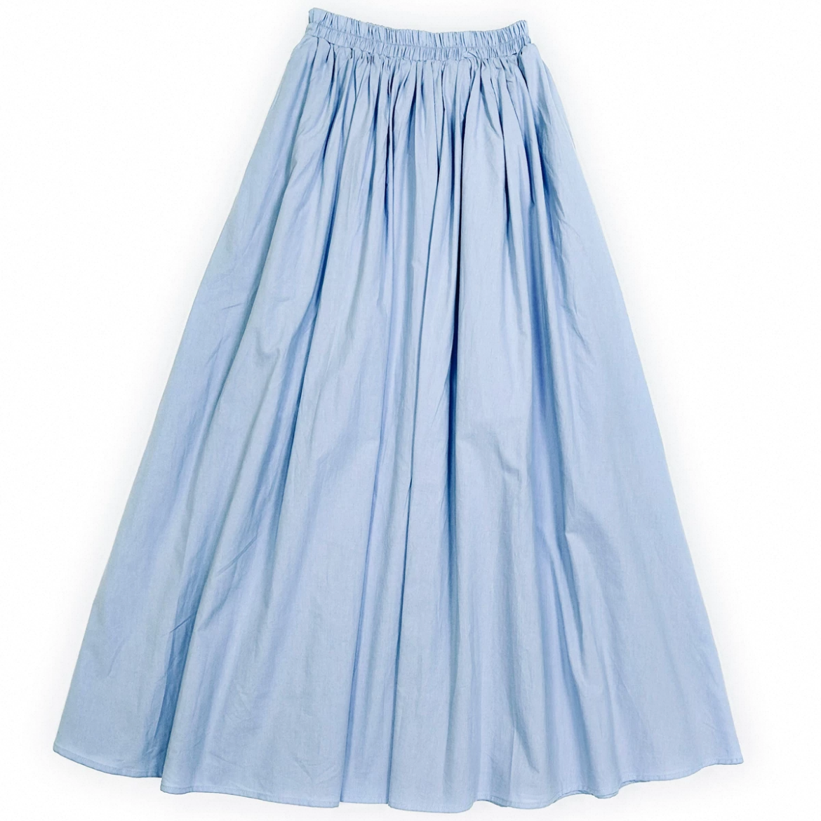 春夏スカート（ブルー）綿麻スカート 大人カジュアルスカート ロングスカート レディーススカート 春夏秋