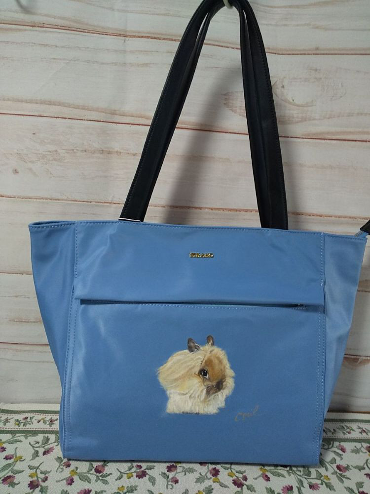 Ｒ－７７０　手描き　うさぎのトートバッグです 9,800円
