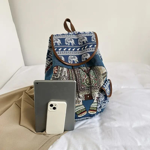 ゾウ柄のバックパック リュックサック リュック ショルダーバッグ