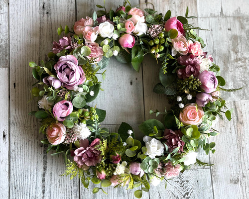 100円引きꕤ୭*☆アーティフィシャルフラワーリース 玄関リース直径約30cm 100円引きꕤ୭*☆アーティフィシャルフラワーリース 玄関リース