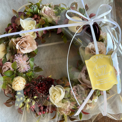 30cm ピンクのフラワーリース(アーティフィシャルフラワー) リース