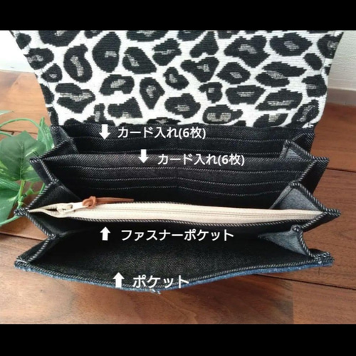 デニムリメイク　豹柄　財布 デニムリメイク 豹柄 財布