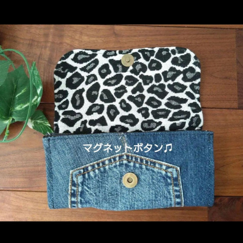 №703【DENIM✖️Leopard LongWallet】デニムリメイク長財布