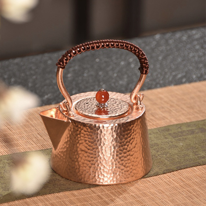 使いやすい容量 350ml 純銅 急須 ティーポット ポット 湯沸かし ハンドメイド  純銅 健康 茶道具 手作り131