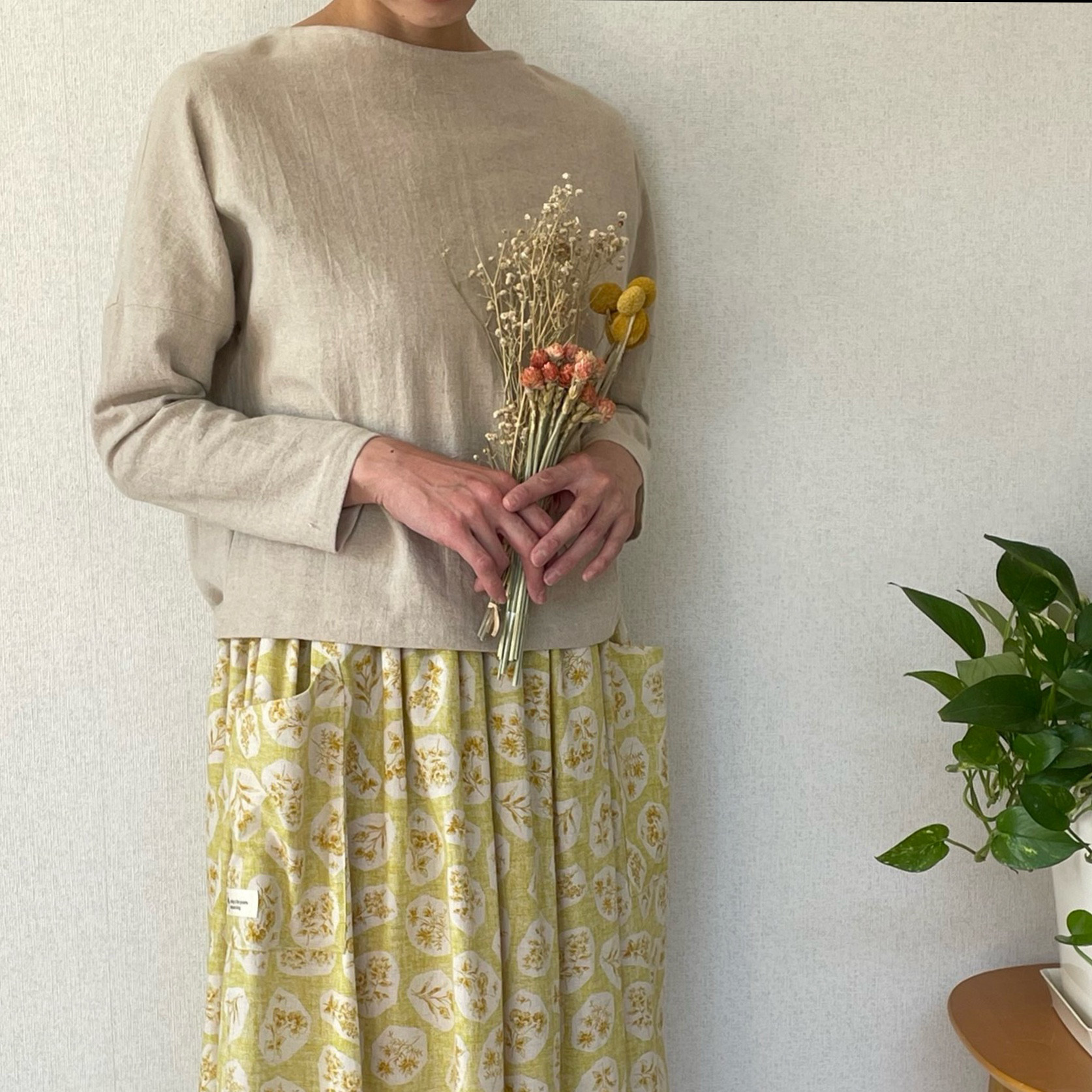 【親子お揃い】手触りやわらか　使える綿麻ボートネックブラウス（大人用）