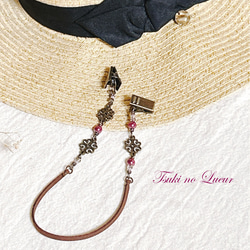 アンティーク調透かしフラワーチャームの帽子クリップ 9枚目の画像