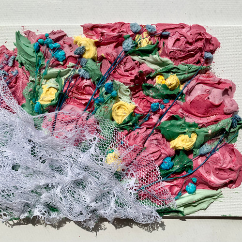 バラ 花束 テクスチャーアート メディウム インテリア プレゼント 絵画