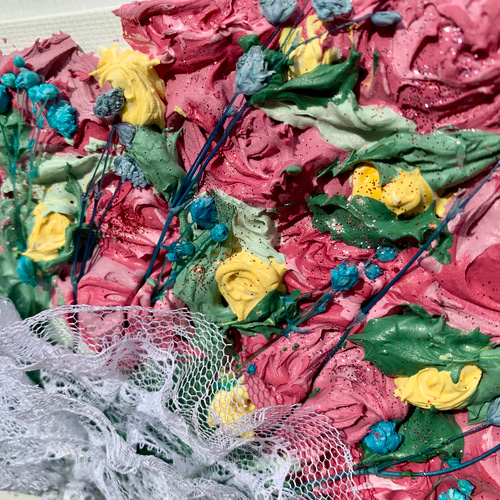 テクスチャーアート　花束　壁掛け　現代アート　花の絵　フラワーアート　薔薇　立体 テクスチャーアート 花束 壁掛け インテリア 現代アート 花の絵