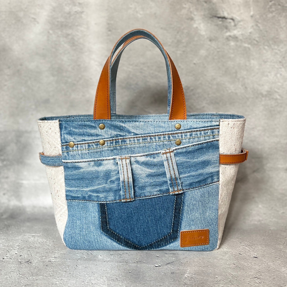 デニムリメイクバックS お弁当バック ランチバッグ リメイクデニム