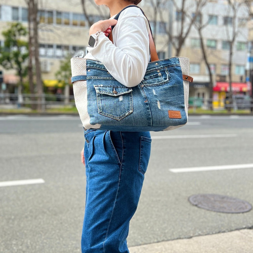 デニムリメイクバッグ＊Chez Denim シェデニム Lサイズ①