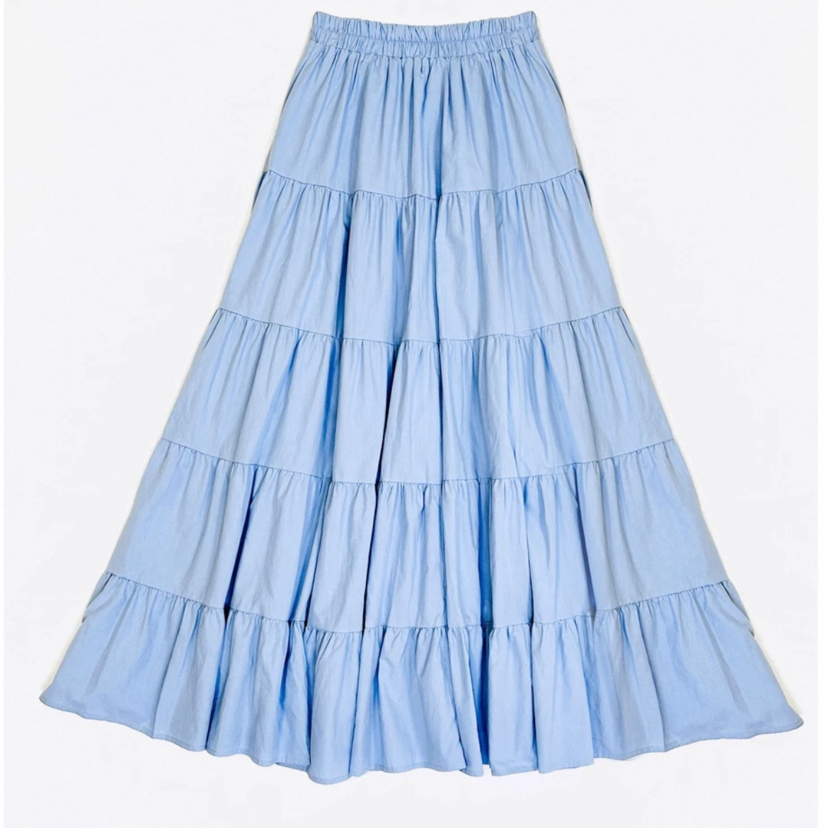 綿麻スカート（ブルー）春夏スカート 大人カジュアルスカート ロングスカート レディーススカート 春夏秋