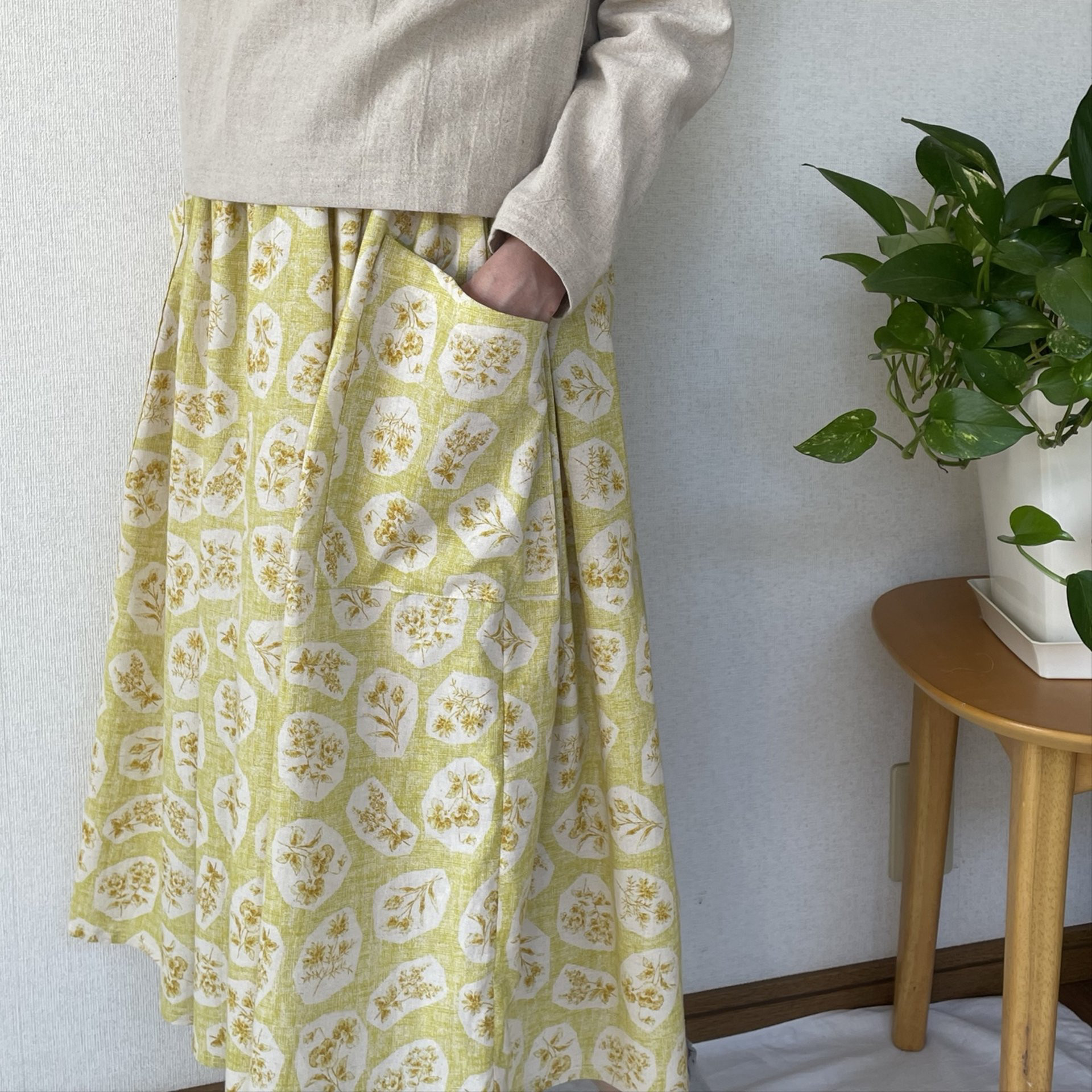 【親子お揃い】2柄から選べる　春色のふんわりスカート(大人用)