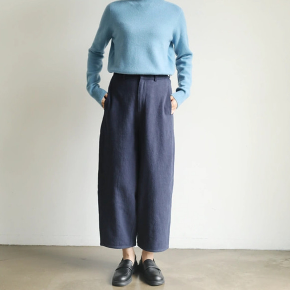 ★サンプルセール　1点のみ★3000円オフ★大人の秋冬パンツコットンリネンパンツ　裏地付き　221106-1M（A09） 2枚目の画像