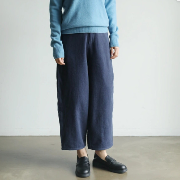 ★サンプルセール　1点のみ★3000円オフ★大人の秋冬パンツコットンリネンパンツ　裏地付き　221106-1M（A09） 3枚目の画像