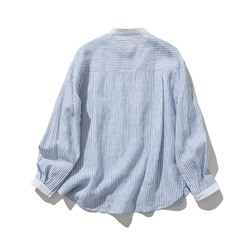 ★サンプルセール　1点のみ★3000円オフ★見えするストライプ柄シャツ　ホワイト＊青　240313-2(A13) 9枚目の画像
