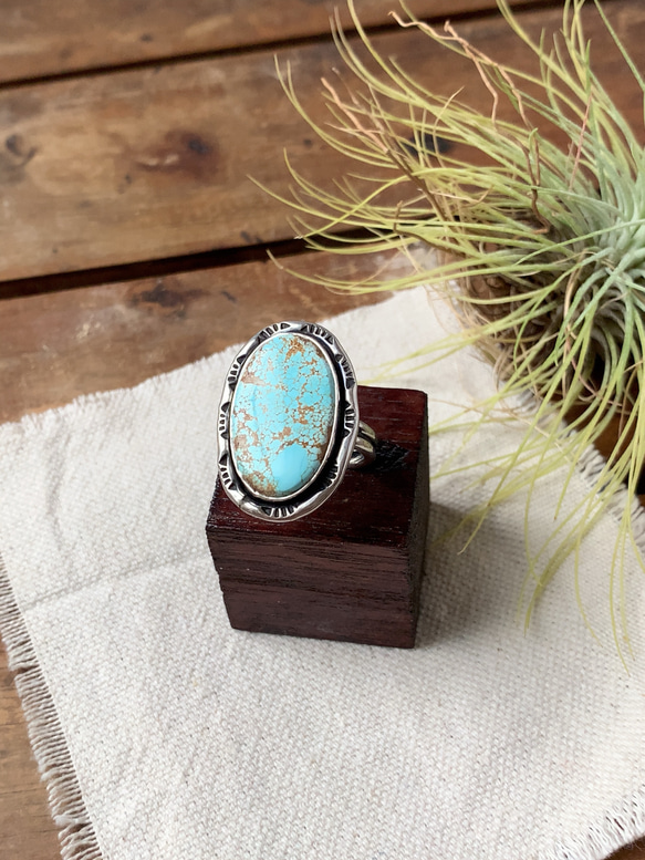 空の記憶|ナチュラルナンバーエイトターコイズのリング 15号|Silver950 2枚目の画像