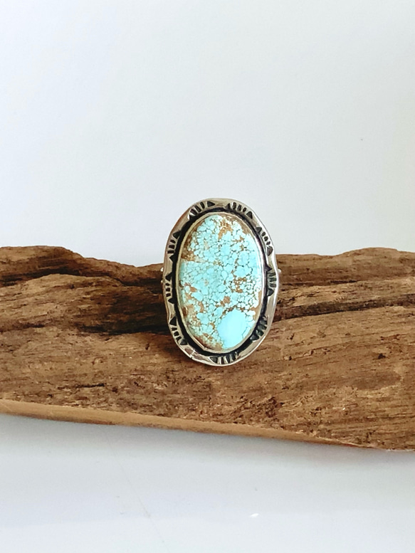 空の記憶|ナチュラルナンバーエイトターコイズのリング 15号|Silver950 8枚目の画像