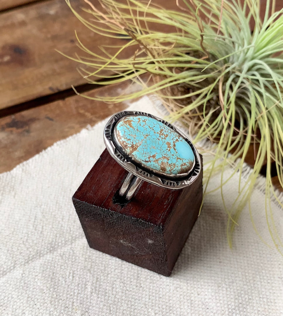 空の記憶|ナチュラルナンバーエイトターコイズのリング 15号|Silver950 4枚目の画像