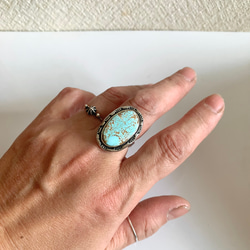 空の記憶|ナチュラルナンバーエイトターコイズのリング 15号|Silver950 6枚目の画像