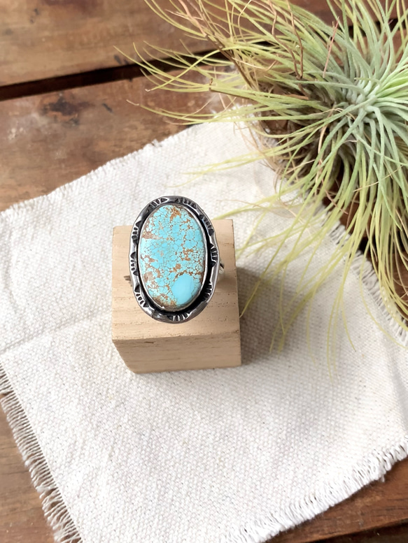 空の記憶|ナチュラルナンバーエイトターコイズのリング 15号|Silver950 1枚目の画像