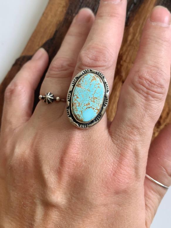 空の記憶|ナチュラルナンバーエイトターコイズのリング 15号|Silver950 7枚目の画像