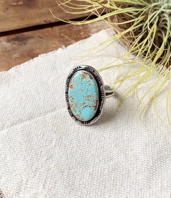 空の記憶|ナチュラルナンバーエイトターコイズのリング 15号|Silver950 9枚目の画像