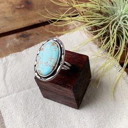 空の記憶|ナチュラルナンバーエイトターコイズのリング 15号|Silver950 3枚目の画像