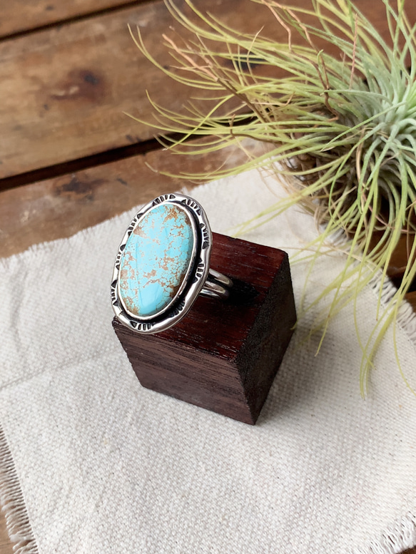 空の記憶|ナチュラルナンバーエイトターコイズのリング 15号|Silver950 3枚目の画像