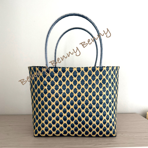 プラカゴ　ゆるる プラカゴ インディゴ&ライトブラウン 2XL浅め マチ17cm 収納大