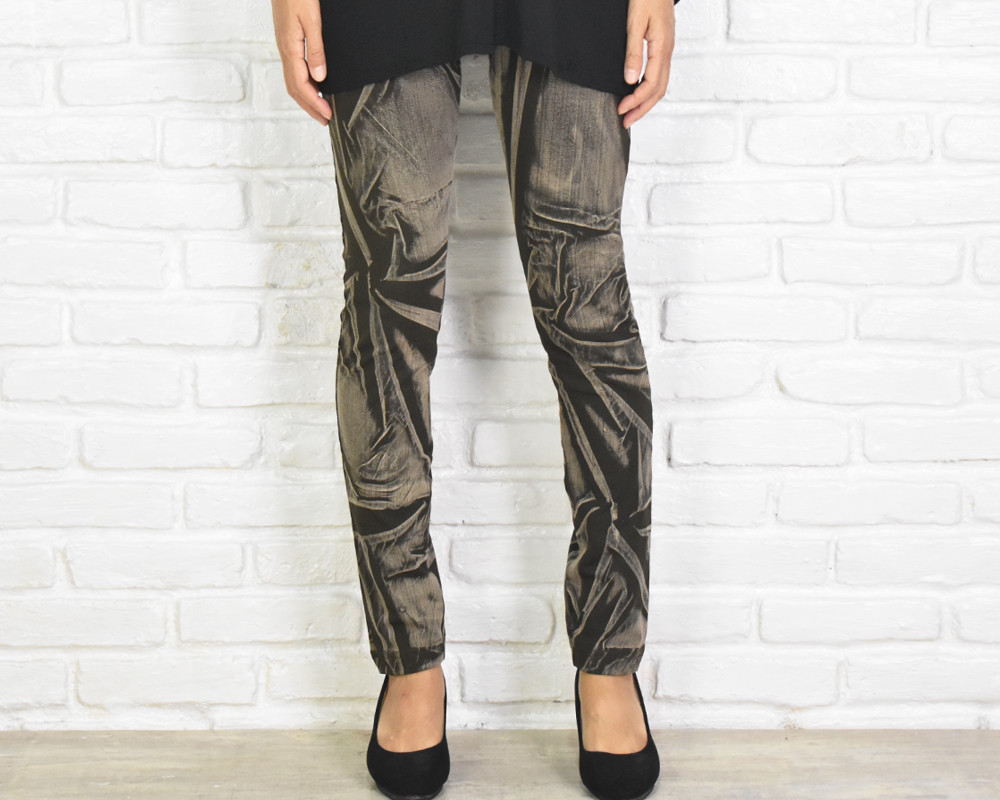 極上の穿き心地！手染めスキニーストレートストレッチロングパンツ　＜ブラウンウォッシュ＞　大きいサイズあり