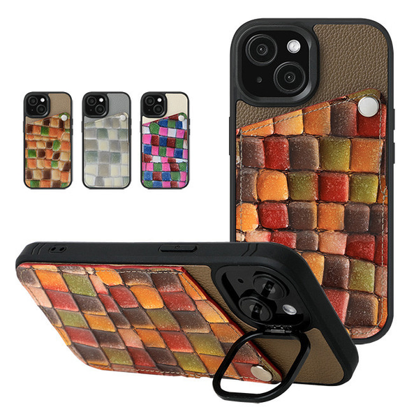 CLAIRE】iPhone11 ステンドグラスイタリアンレザー ケース スマホ