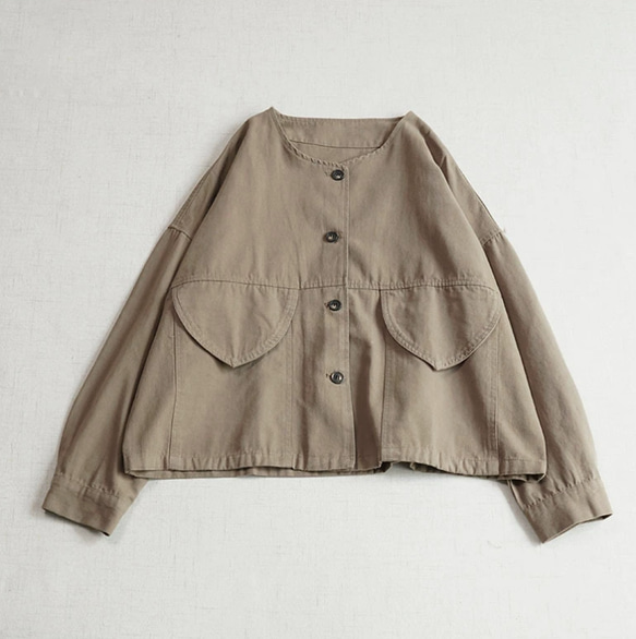 【受注製作】シンプルな薄手ジャケット.綿ブラウス.トップス.コットン 2枚目の画像