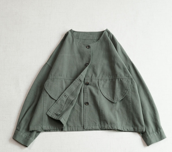 【受注製作】シンプルな薄手ジャケット.綿ブラウス.トップス.コットン 6枚目の画像
