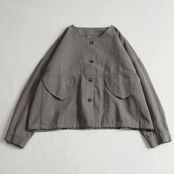 【受注製作】シンプルな薄手ジャケット.綿ブラウス.トップス.コットン 5枚目の画像