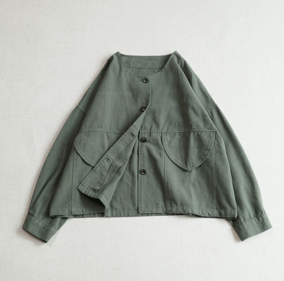 【受注製作】シンプルな薄手ジャケット.綿ブラウス.トップス.コットン 4枚目の画像