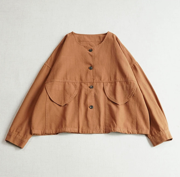 【受注製作】シンプルな薄手ジャケット.綿ブラウス.トップス.コットン 3枚目の画像