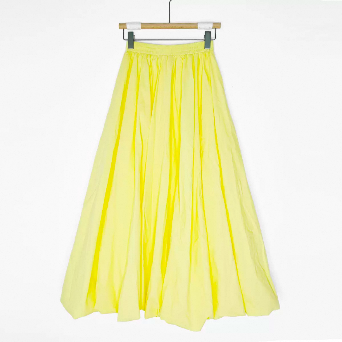 つぼみのスカート（イエロー）綿麻スカート大人カジュアルスカート ロングスカート レディーススカート 春夏秋