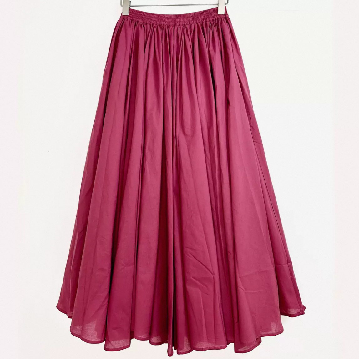 綿麻スカート（ダークレッド）春夏スカート 大人カジュアルスカート ロングスカート レディーススカート 春夏秋