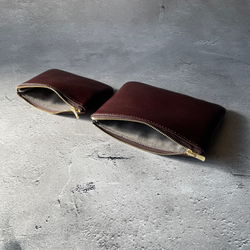 レザーポーチ Mサイズ ダークブラウン NEBRASKA /ネブラスカ 本革 裏地