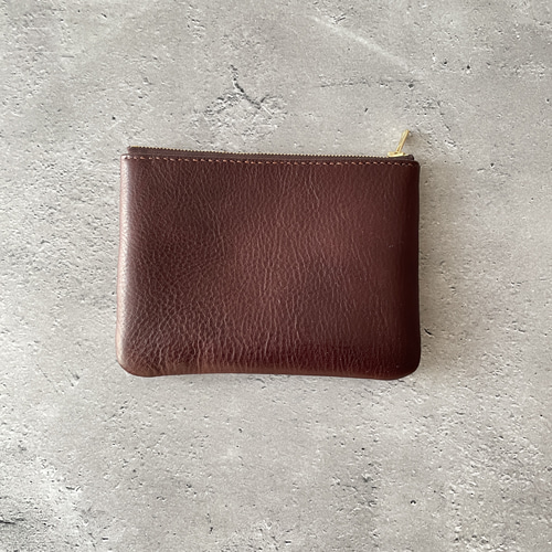 レザーポーチ Mサイズ ダークブラウン NEBRASKA /ネブラスカ 本革 裏地