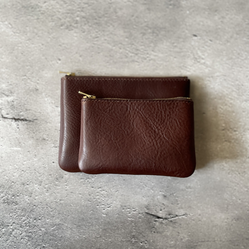 レザーポーチ Mサイズ ダークブラウン NEBRASKA /ネブラスカ 本革 裏地