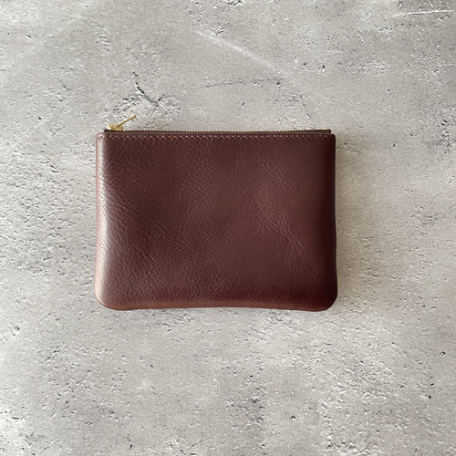 レザーポーチ Mサイズ ダークブラウン NEBRASKA /ネブラスカ 本革 裏地