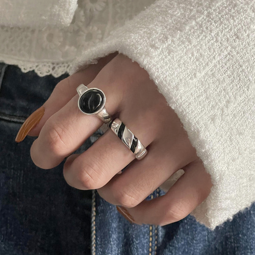 ブラックオニキス 925 スターリングシルバーリング 指輪・リング AhFei