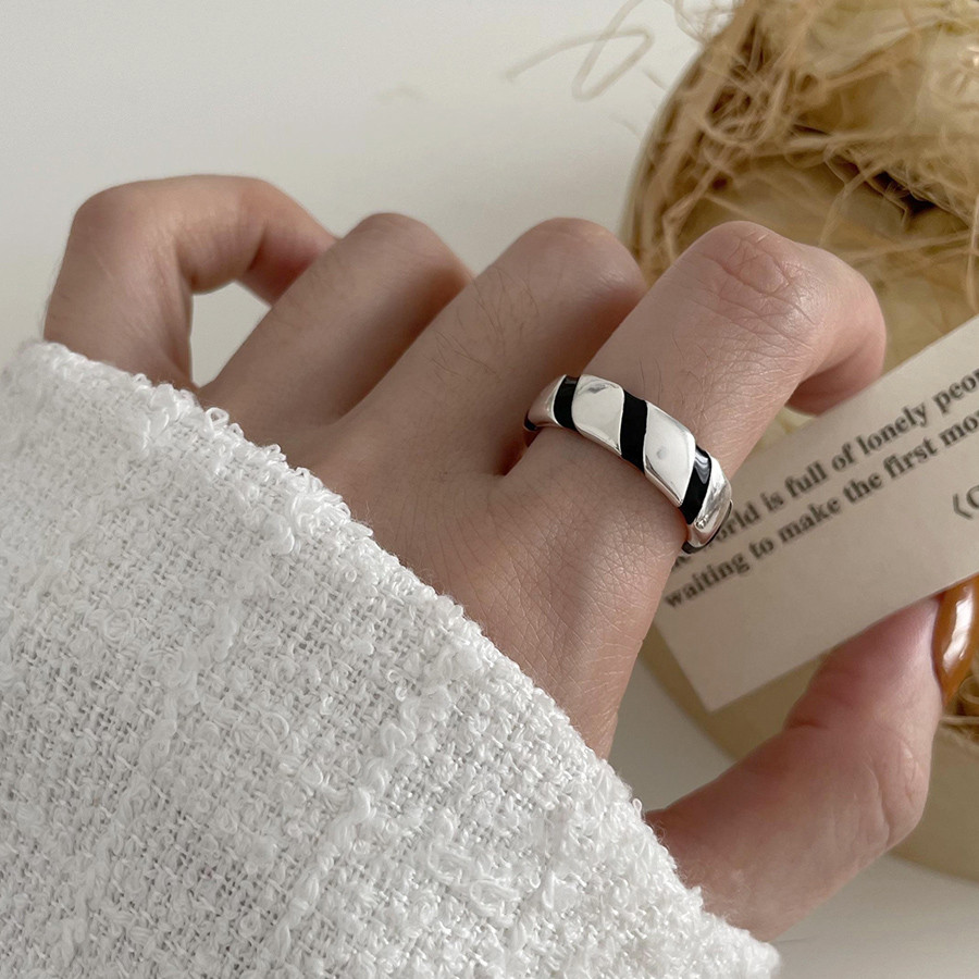 ゼブラ柄 925 スターリングシルバーリング